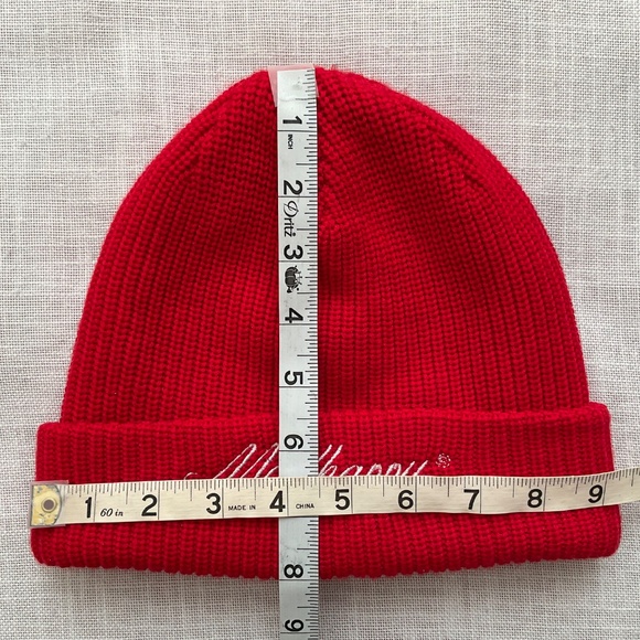 Madhappy Red 100% Wool Knit Cuffed Logo  Beanie O/S NWOT main image 6